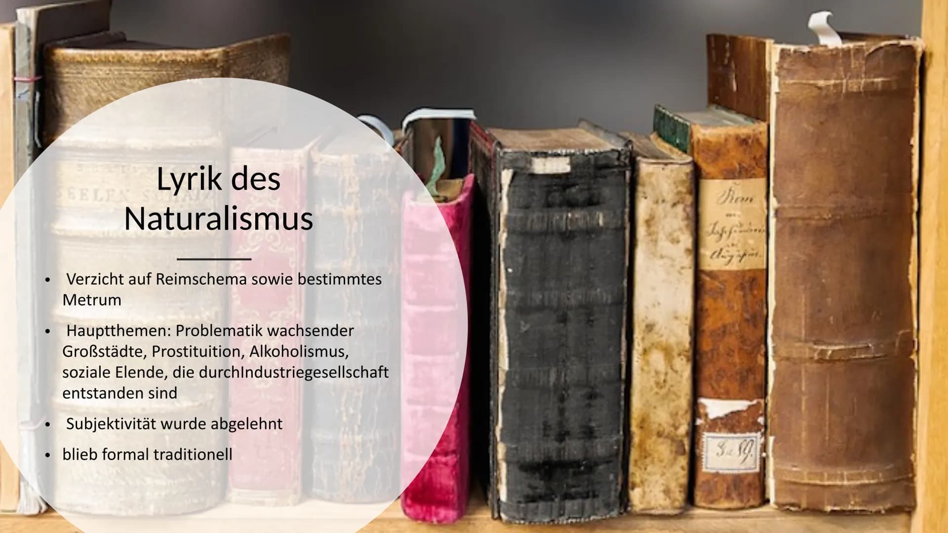 Naturalismus
Der Naturalismus befasst sich in Literatur und
Theater mit Gesellschafts- und Naturbeobachtung
und Darstellung aktueller Zeitpr