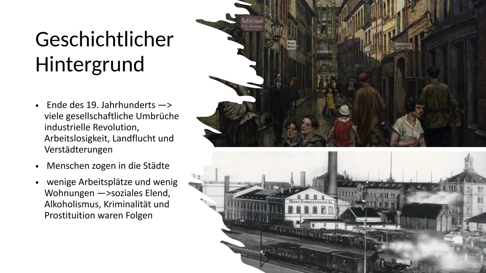 Naturalismus
Der Naturalismus befasst sich in Literatur und
Theater mit Gesellschafts- und Naturbeobachtung
und Darstellung aktueller Zeitpr