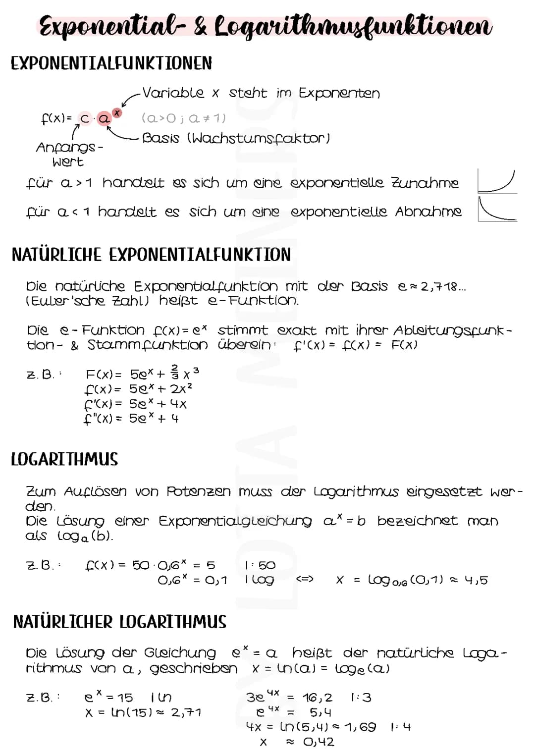 Exponential- & Logarithmusfunktionen | Analysis