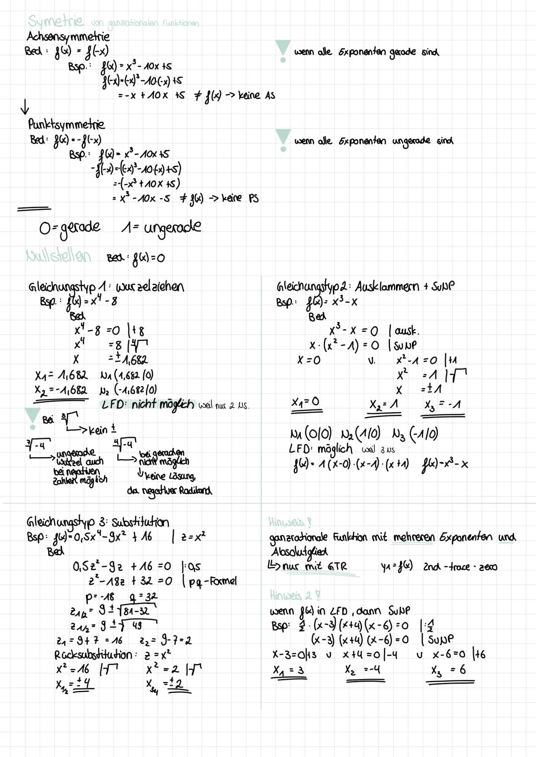 Mathe Klausar
Verhalten im Unendlichen
limf(x) = 1 ∞ limf(x) = ±00
Der Limes" von f(x) für x
minus unendlich strebt gegen plus/
minus unendl