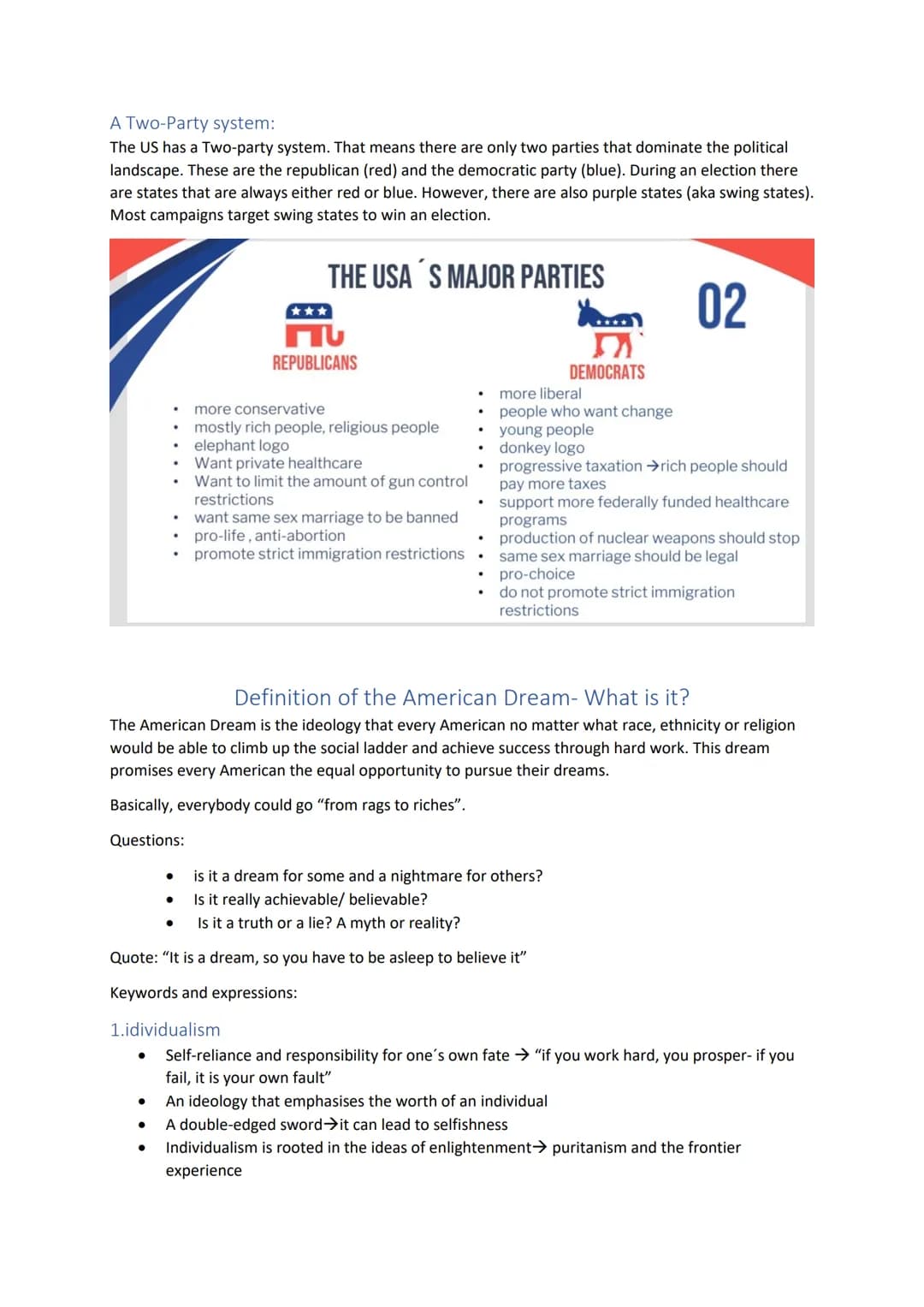 Englisch LK mündliche Prüfung
The American Dream
Contents
The political system in the US
The three branches of government
Check and balances