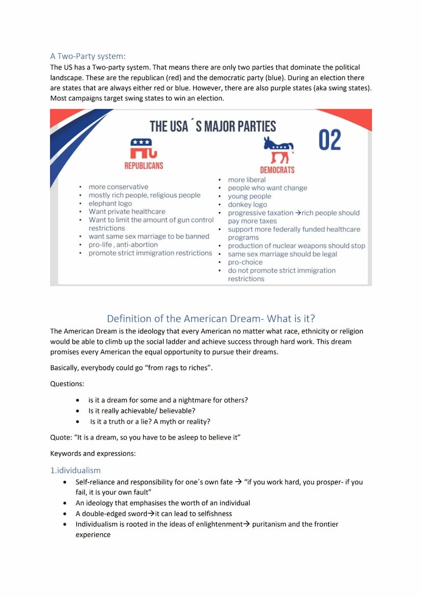 Englisch LK mündliche Prüfung
The American Dream
Contents
The political system in the US
The three branches of government
Check and balances