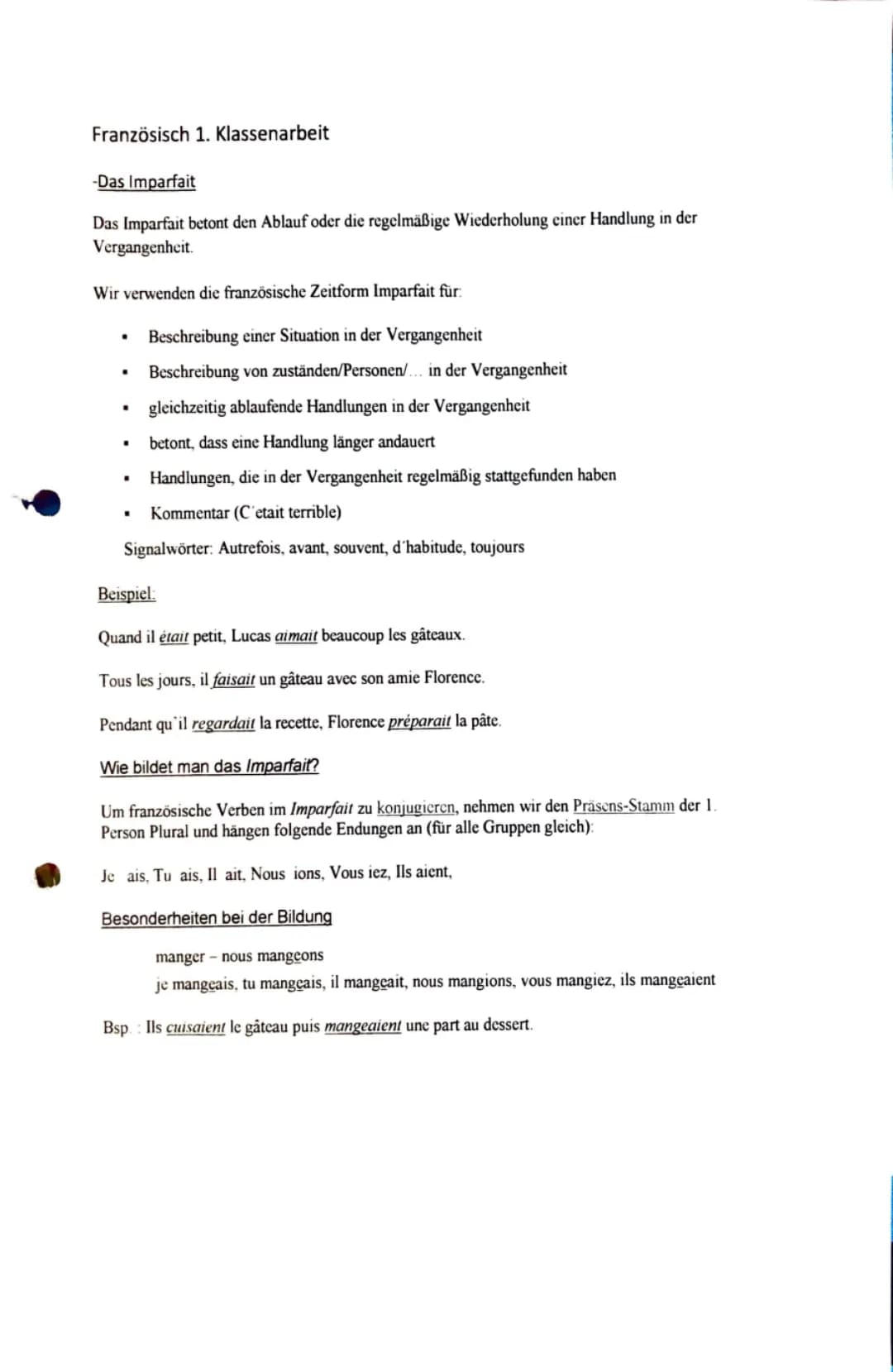 Imparfait et passe compose 