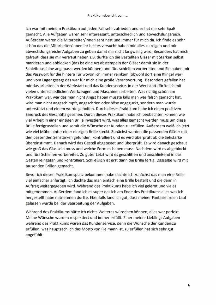 Praktikumsbericht von ...
Praktikumsbericht
des 9. Jahrgangs
Von:
Name
Adresse
Bei:
Fielmann -Ihr Optiker
Adresse
Vorgelegt bei:
Für den Pra