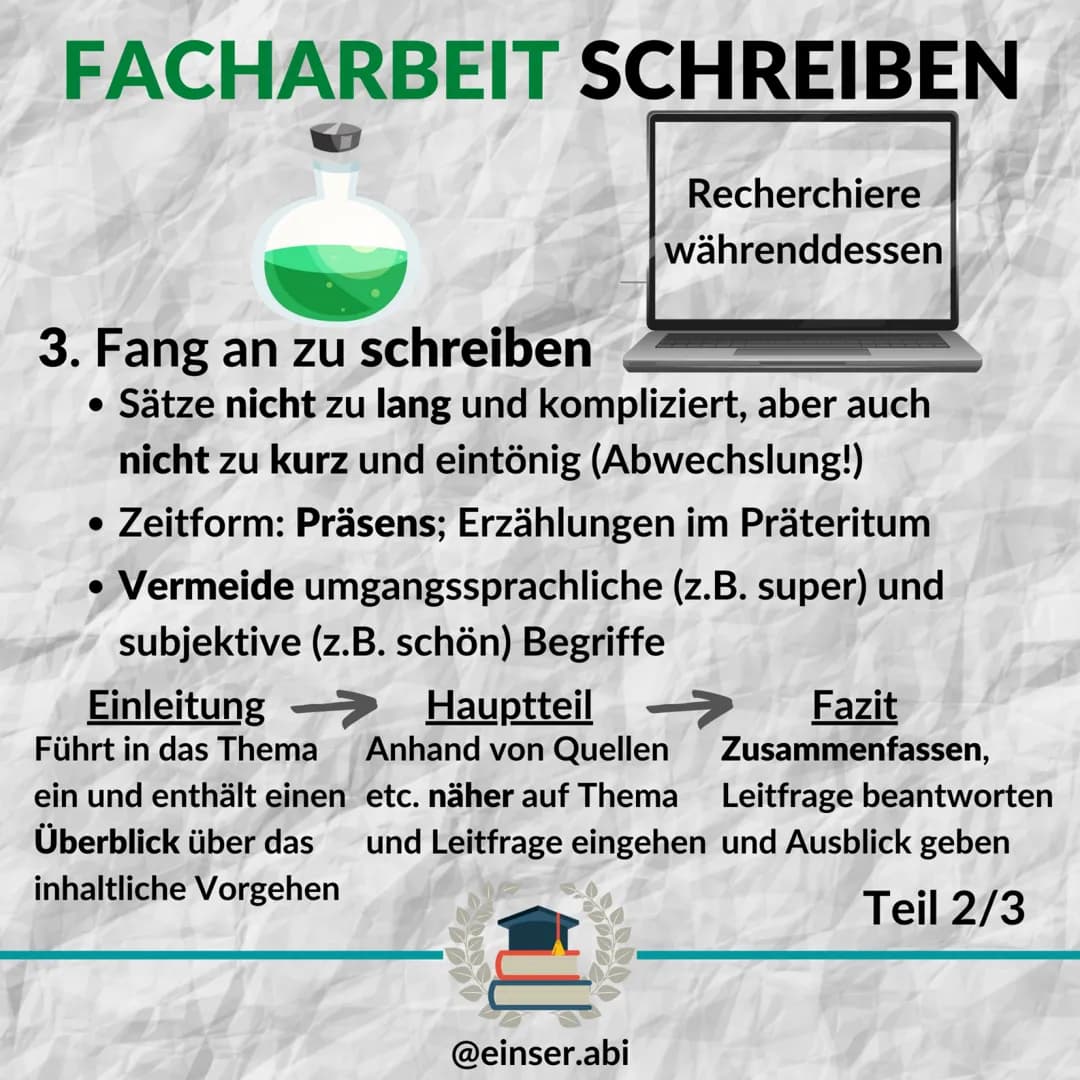 FACHARBEIT SCHREIBEN
40
1. Finde dein Thema
Suche dir ein Thema, das dein Interesse weckt und zu
dem du seriöse Quellen finden kannst. Formu