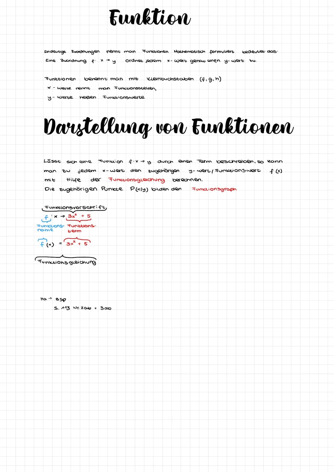 Eindeutige Zuordnungen nennt man Funktionen. Mathematisch formulert bedeutet das.
Eine Zuordnung f x + y
ordnet jedem
*- wert genow einen y-