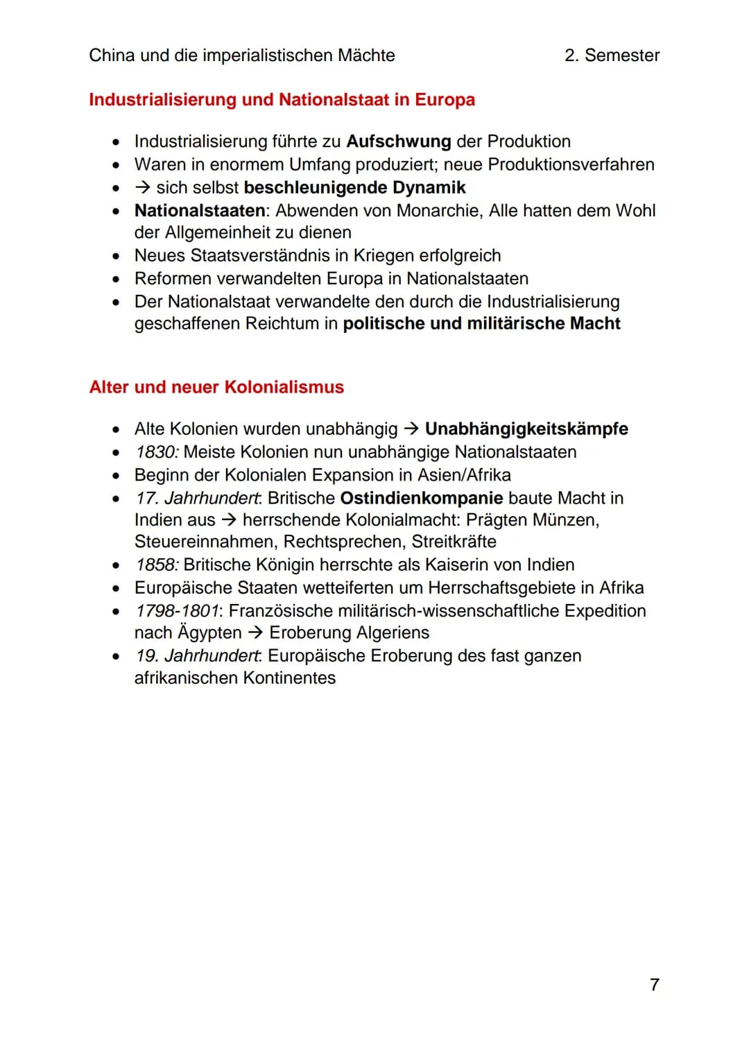 China und die imperialistischen Mächte
2. Semester
Die Blütezeit der Qing-Dynastie
Eine neue Dynastie
• Chinesische Geschichte: Keine Epoche