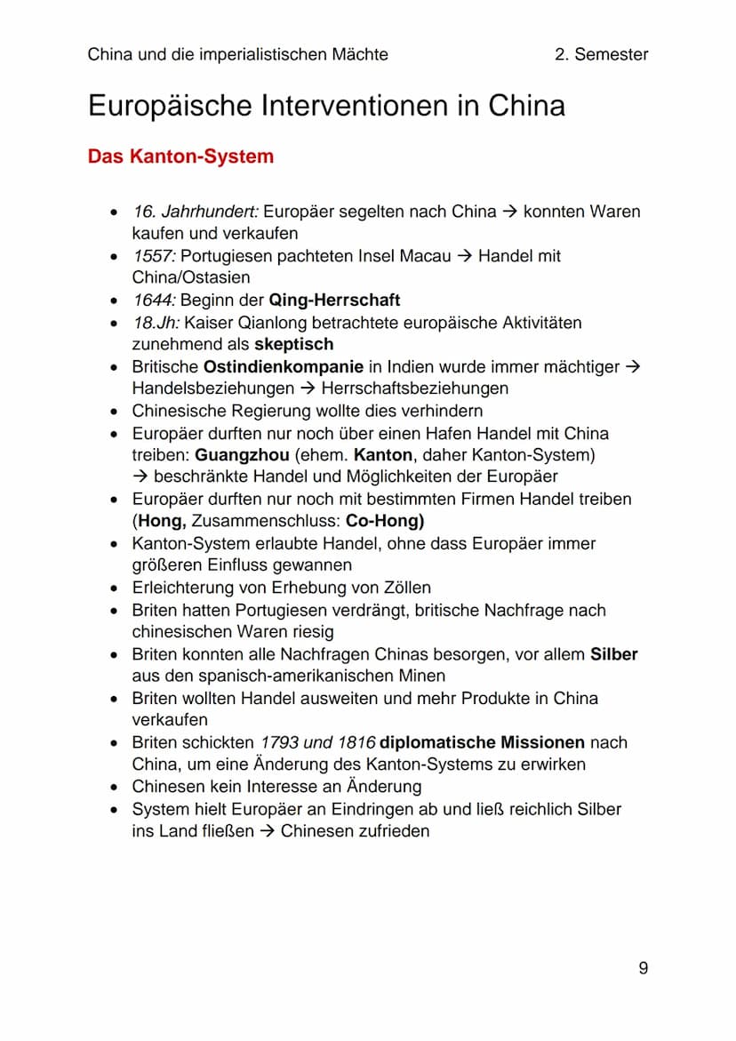 China und die imperialistischen Mächte
2. Semester
Die Blütezeit der Qing-Dynastie
Eine neue Dynastie
• Chinesische Geschichte: Keine Epoche
