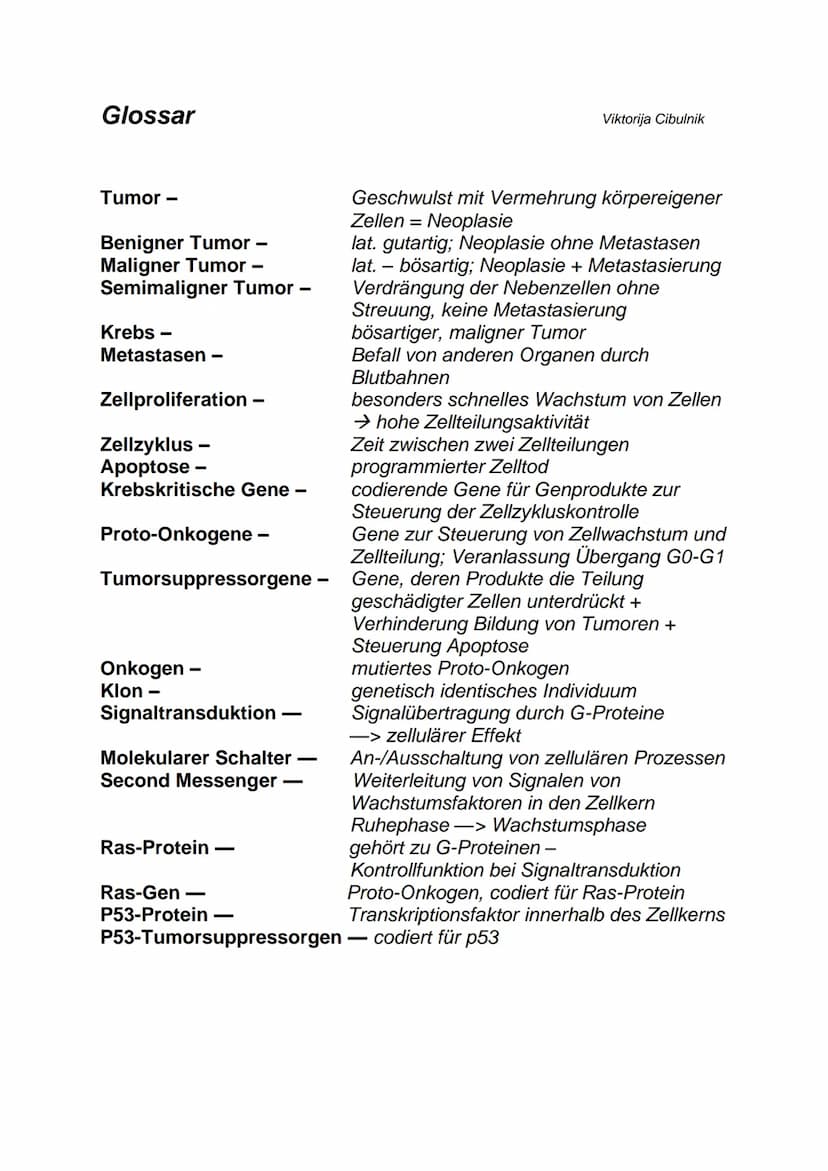 Steckbrief
Maligner Tumor (Krebs)
Herkunft der Bezeichnung: lat. malignitas = Bösartigkeit, Missgunst
Beispiel: Lungen-, Dickdarmkrebs
Ursac