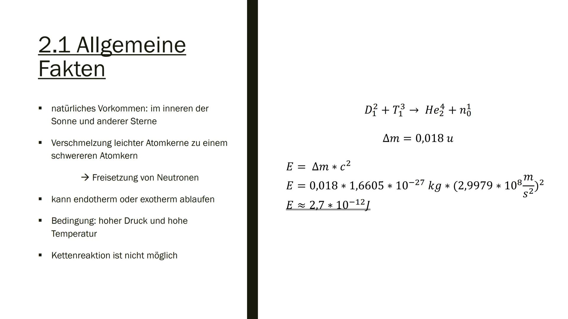 KERNSPALTUNG &
KERNFUSION
von Marvin Scholz Gliederung
1.
2.
Kernspaltung
1.1 Allgemeine Fakten
1.2 Entdeckung
1.3 Ablauf
1.4 Energiefreiset