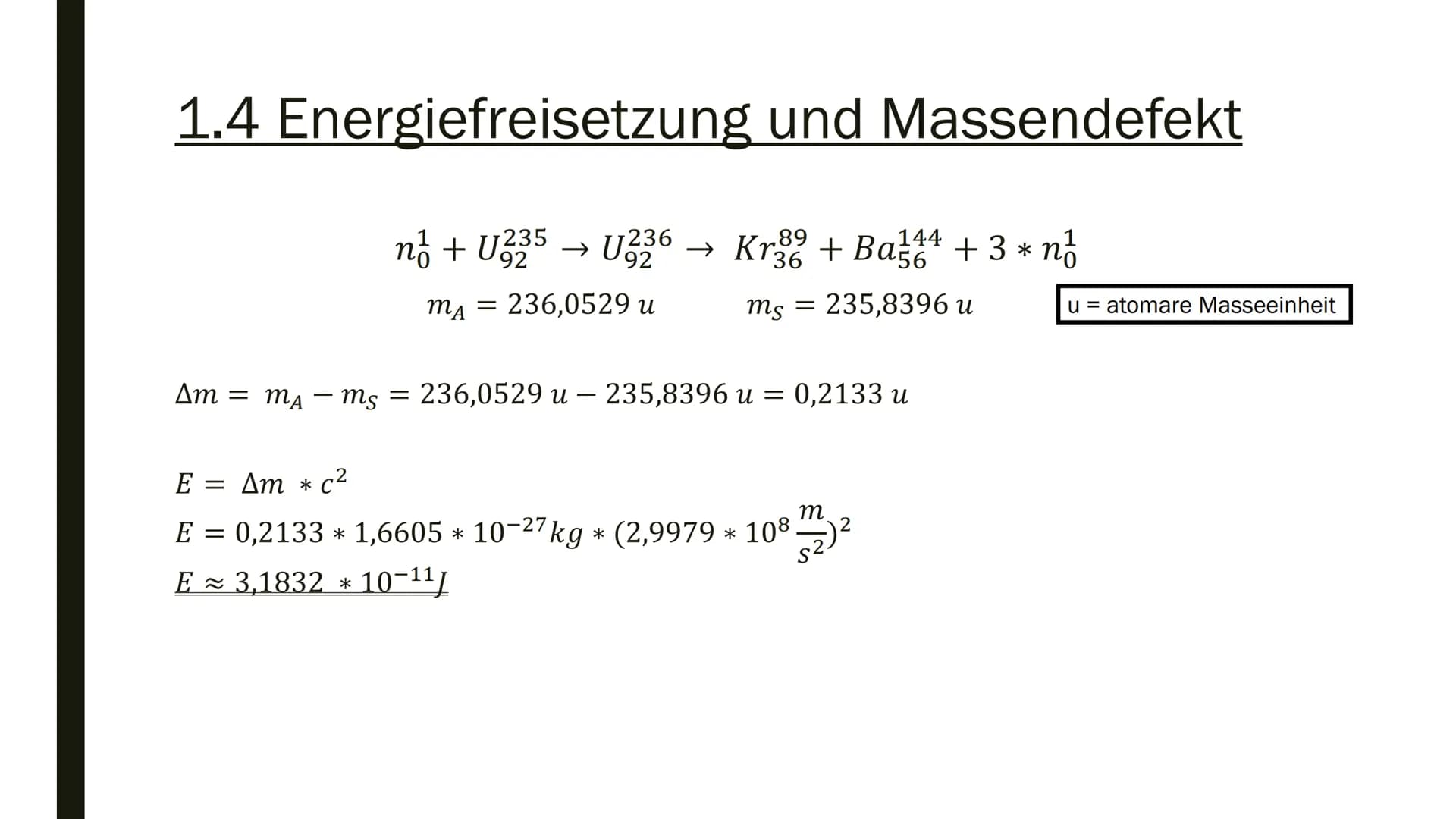 KERNSPALTUNG &
KERNFUSION
von Marvin Scholz Gliederung
1.
2.
Kernspaltung
1.1 Allgemeine Fakten
1.2 Entdeckung
1.3 Ablauf
1.4 Energiefreiset