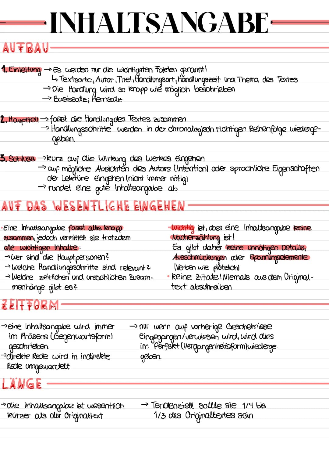 Inhaltsangabe schreiben 
