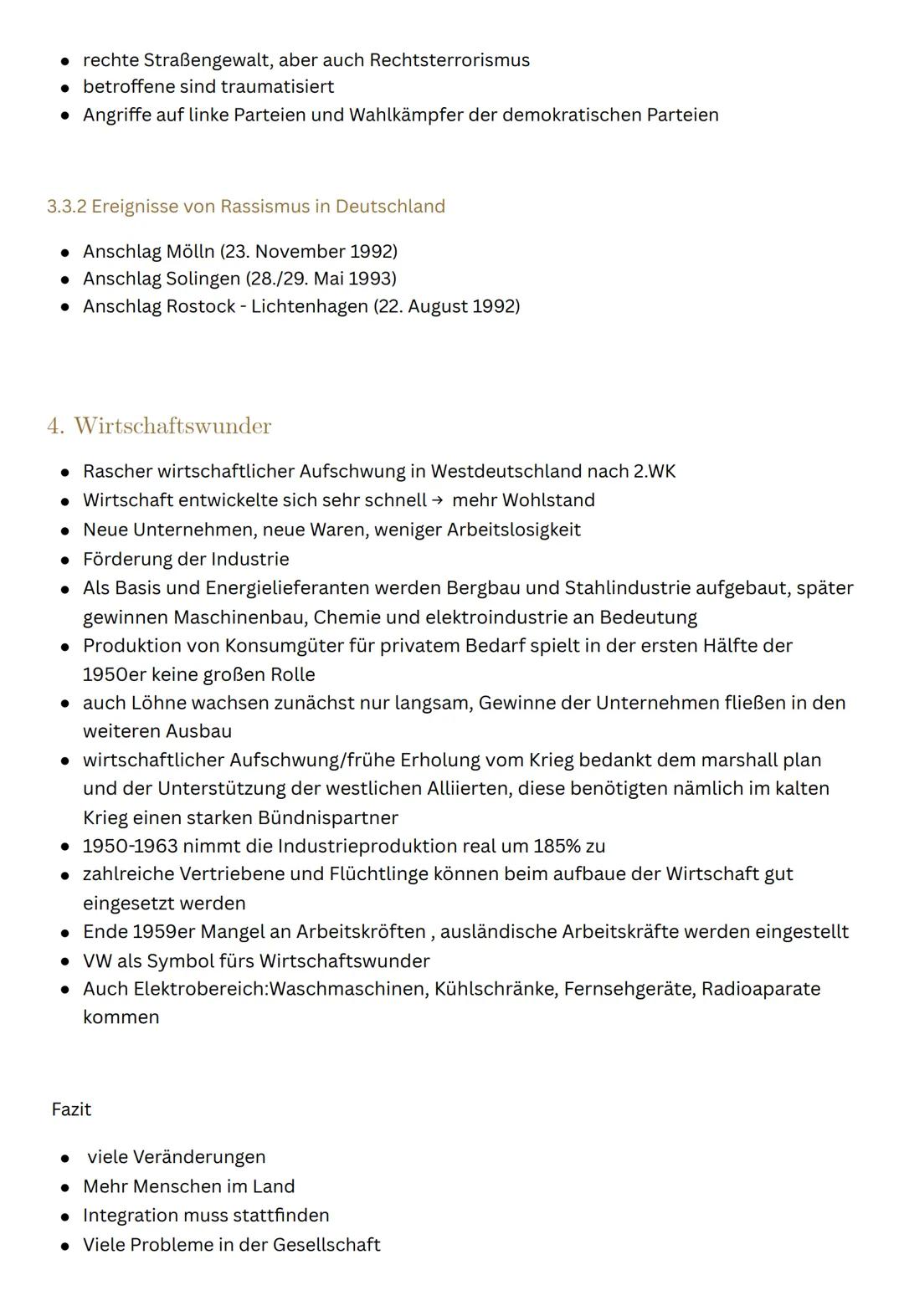 Lernskript
Inhaltsverzeichnis
1. Adenauer Ära
1.1 Innenpolitik
1.2 Außenpolitik
1.3 Gesellschaft
2. Marshallplan
3. Migration
Jahre in Deuts
