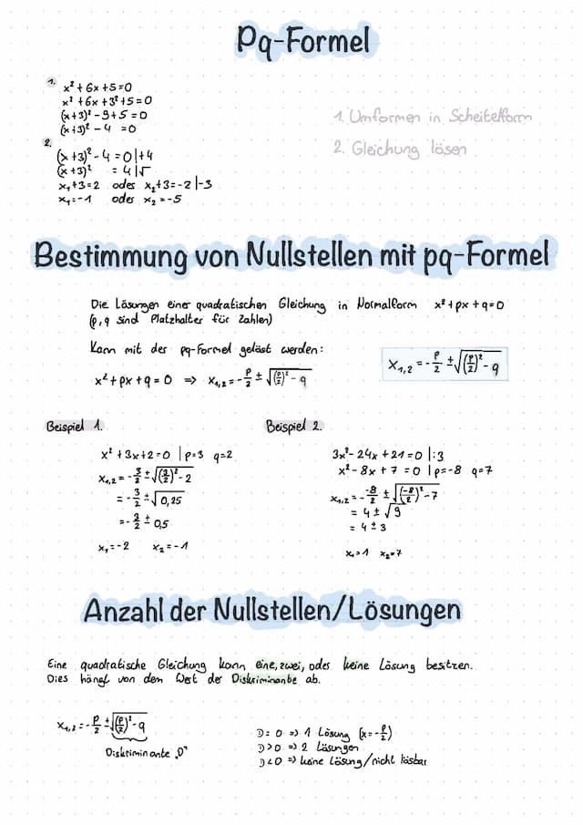 Know Pq-Formel, Nullstellen, Scheitelpunkt thumbnail
