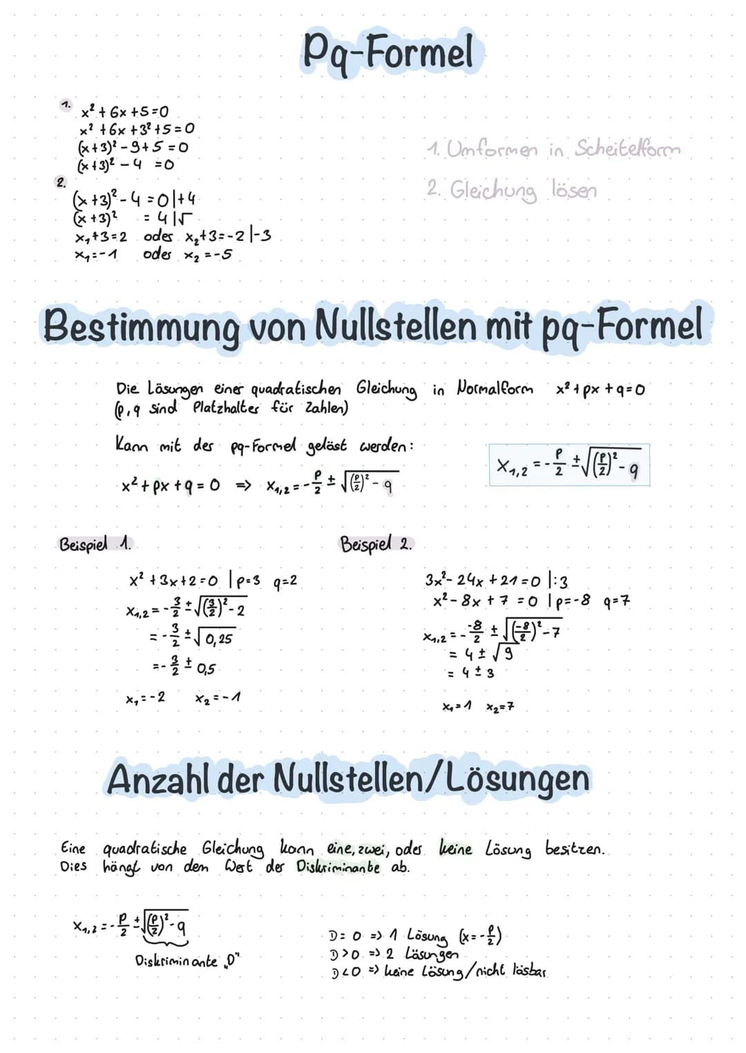 x² + 6x +5=0
x² + 6x +3² +5=0
(x+3)²-9+5=0
(x+3) ²-4 = 0
(x+3) ²-4 = 01 +4
(x+3)² = 415
x₁+3=2 odes x₂+3=-2|-3
x₁==1 oder x₂=-5
Bestimmung v