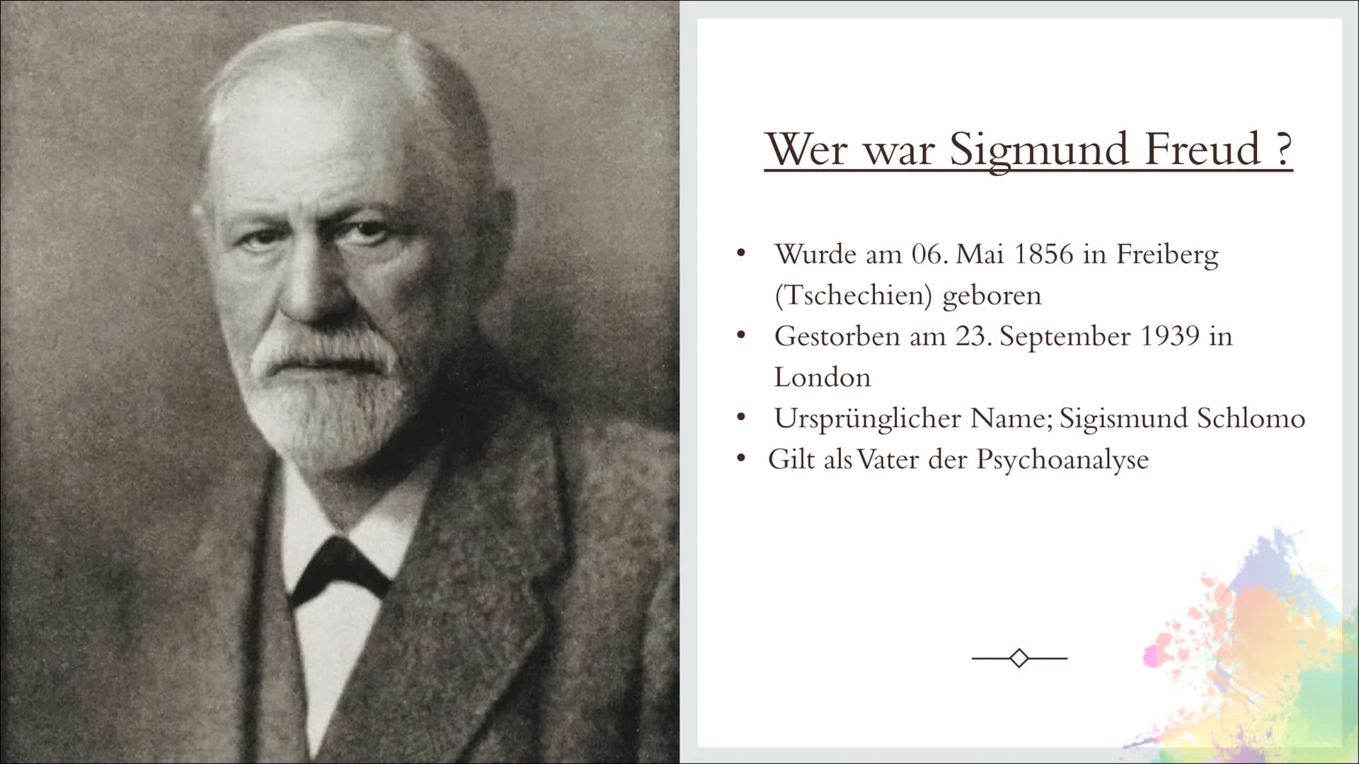 SIGMUND FREUD
Von Thalia Kramny
(Pädagogik) I. Kurzbiographie
a)
b)
c)
d)
2.
a)
b)
c)
Inhaltsverzeichnis
Wer war Sigmund Freud?
Kindheit und