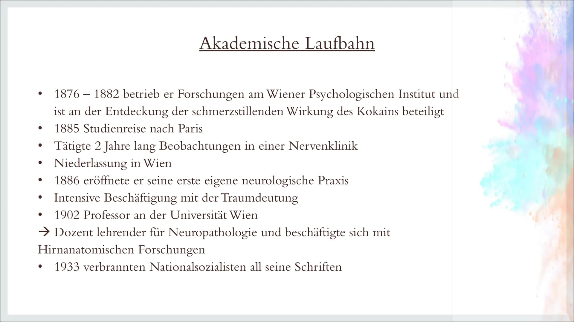 SIGMUND FREUD
Von Thalia Kramny
(Pädagogik) I. Kurzbiographie
a)
b)
c)
d)
2.
a)
b)
c)
Inhaltsverzeichnis
Wer war Sigmund Freud?
Kindheit und