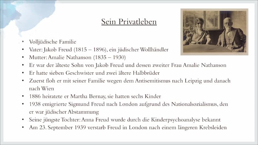 SIGMUND FREUD
Von Thalia Kramny
(Pädagogik) I. Kurzbiographie
a)
b)
c)
d)
2.
a)
b)
c)
Inhaltsverzeichnis
Wer war Sigmund Freud?
Kindheit und