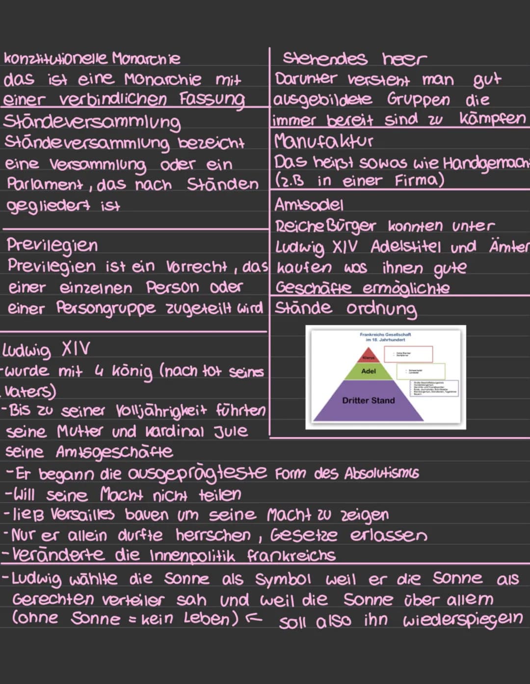 GESCHICHTE
Themen:
-Ludwig XIV
-Quellen
-Merkantilismus
-Begriffe erklären
Gottesgnadentum
Absolutismus
konztionele Monarchie
Stehender her
