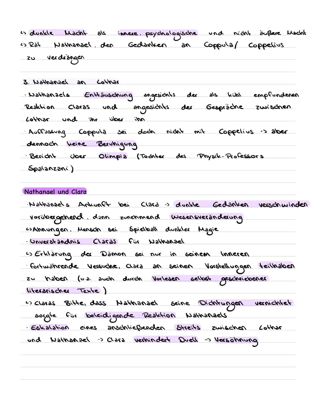 Drei Briefe:
1. Nathanael
·beängstigender Besuch
Wetterglashändlers
des
Coppola
Ahnung Nathanaels: Coppola ist
Advokat
Coppelius
Kindheit
43