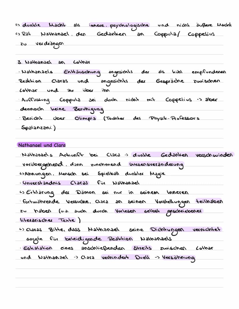 Drei Briefe:
1. Nathanael
·beängstigender Besuch
Wetterglashändlers
des
Coppola
Ahnung Nathanaels: Coppola ist
Advokat
Coppelius
Kindheit
43