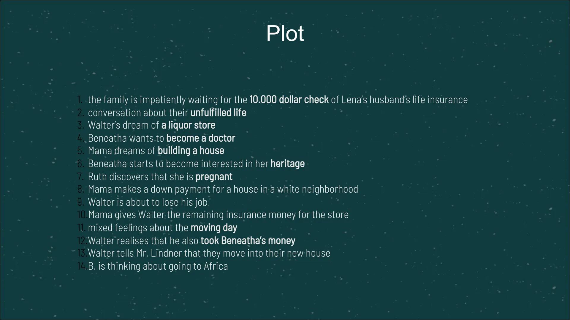 # A raisin
in the
sun

- Play by Lorraine Hansberry

- portrays life of the Youngers
in
Chicago in the 1950s

- first play by an African-
Am