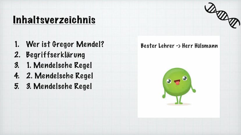 Mendelsche Regeln
Rosiyana Stoyanova und Chahid Babi
Bio/Herr Hülsmann
2021/22
Gregor Mendel Inhaltsverzeichnis
1.
Wer ist Gregor Mendel?
2.