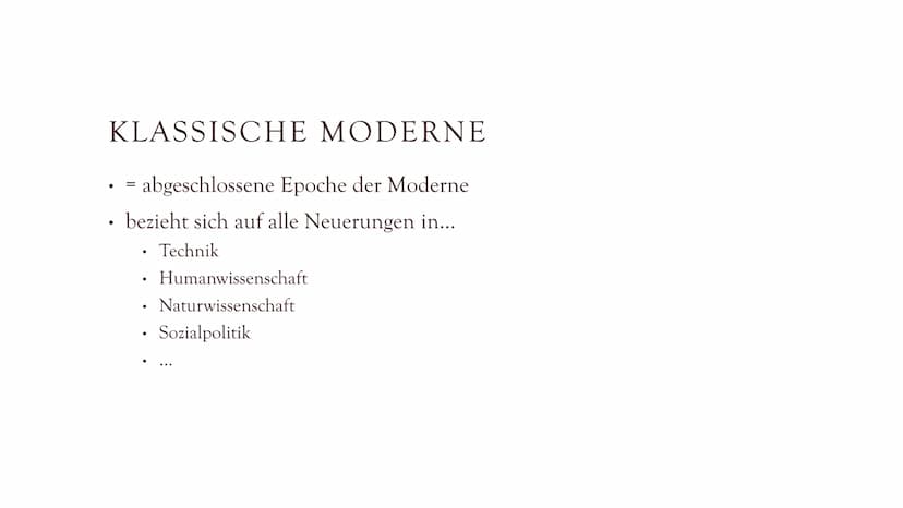 KLASSISCHE
MODERNE &
EXPRESSIONISMUS
1890-1925 MODERNE (1890-1920)
Neues Zeitalter für alle Künste (v.a. Literatur und Kunst)
Kunst = neue F