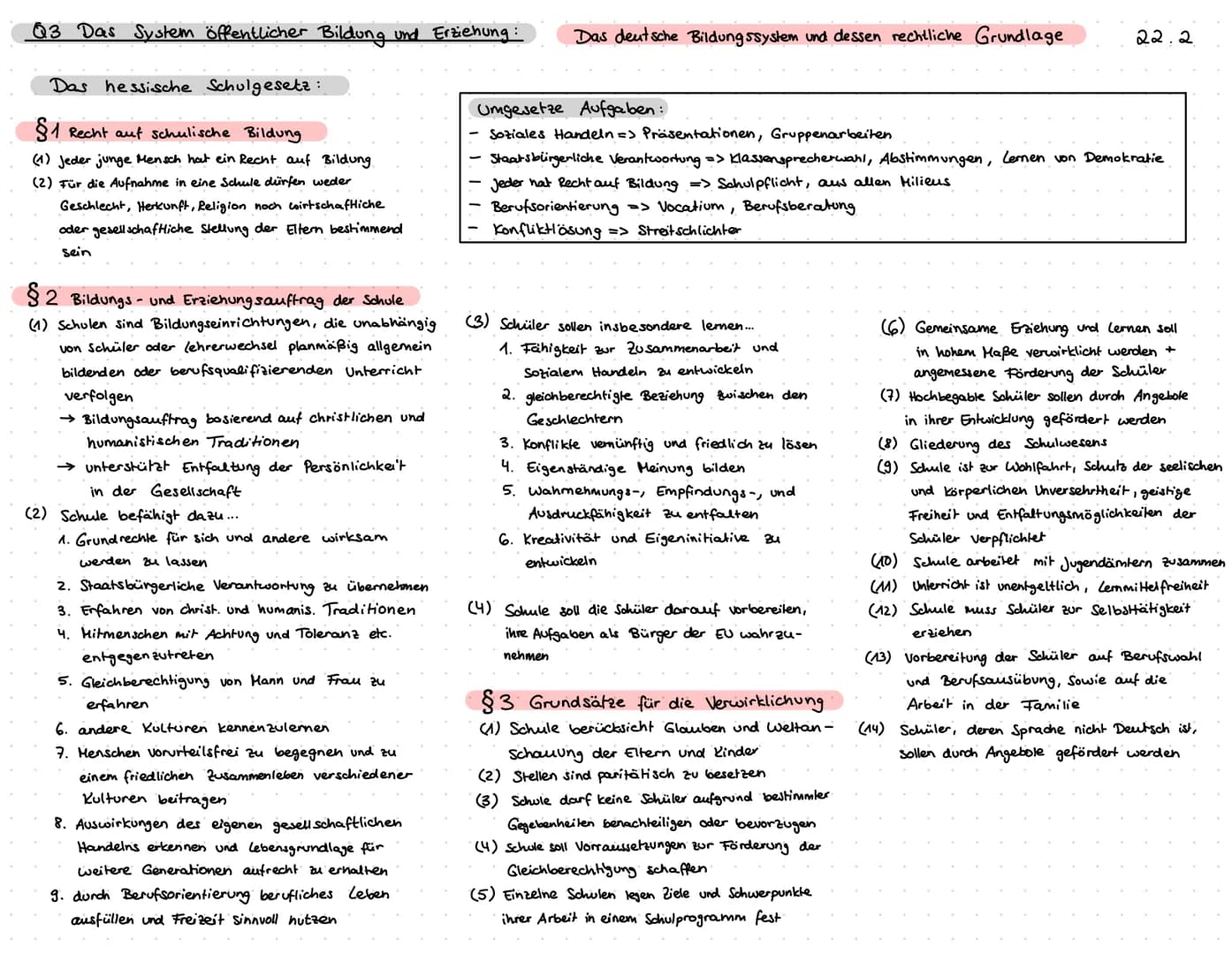Q3 Das System öffentlicher Bildung und Erziehung: Das deutsche Bildungssystem und dessen rechtliche Grundlage
Definition von Bildung.
Das Bi