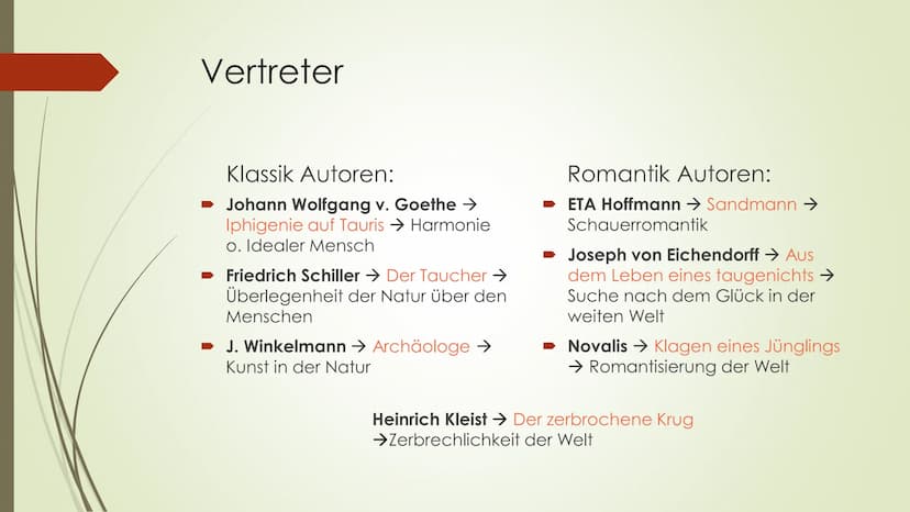 Zwischen Klassik und
Romantik Inhaltsverzeichnis:
► Epoche + Zeitraum
➡ Vertreter
➡ Heinrich Kleist
➡ Der zerbrochene Krug
➡ Le juge ou la c