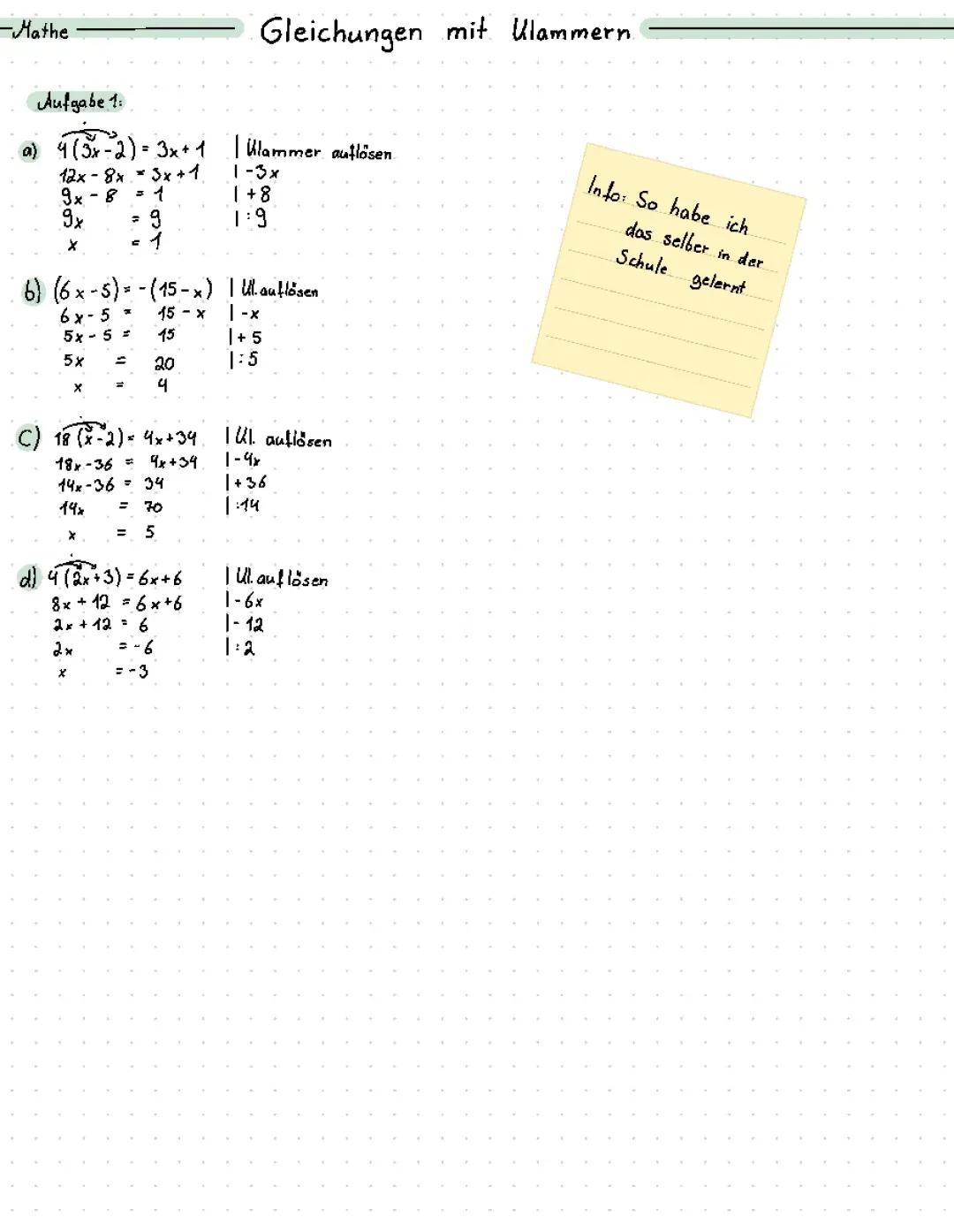 Gleichung mit Klammern