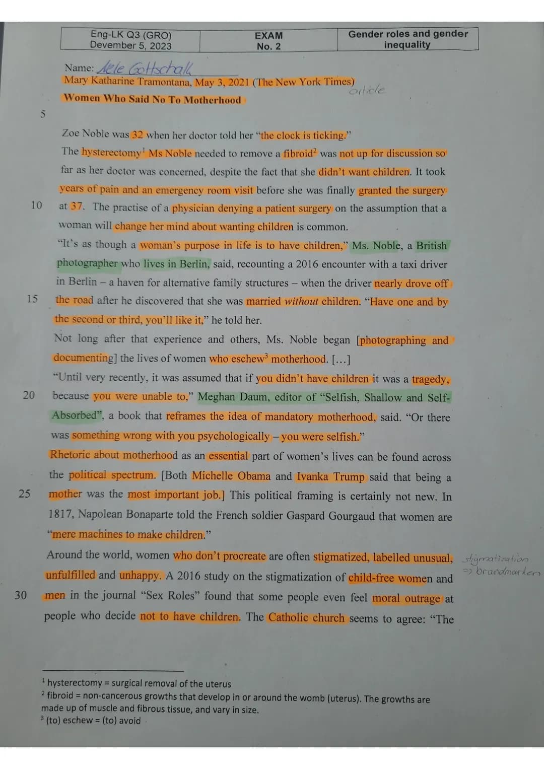 Eng-LK Q3 (GRO)
EXAM
December 5, 2023
No. 2
Gender roles and gender
inequality
10
15
20
25
25
5
Name: Nele Gottschall
Mediation
Your America