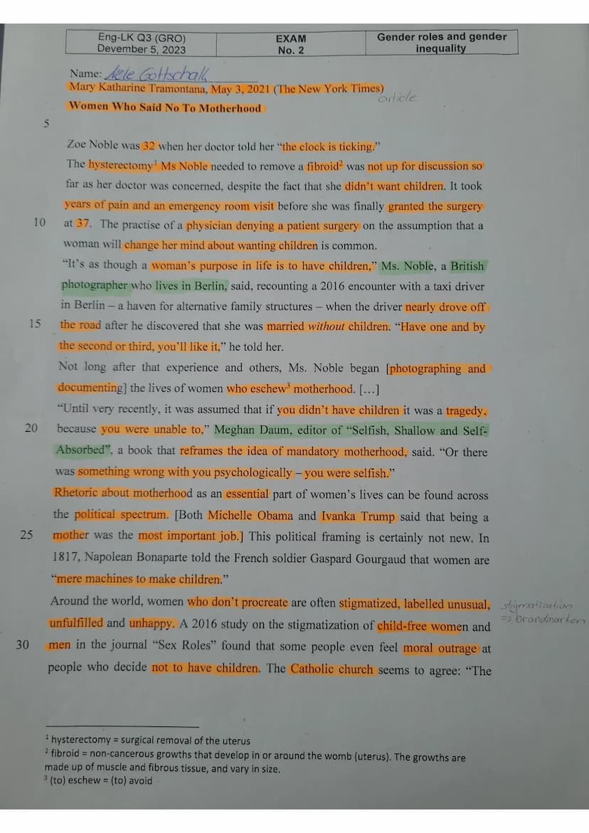 Eng-LK Q3 (GRO)
EXAM
December 5, 2023
No. 2
Gender roles and gender
inequality
10
15
20
25
25
5
Name: Nele Gottschall
Mediation
Your America