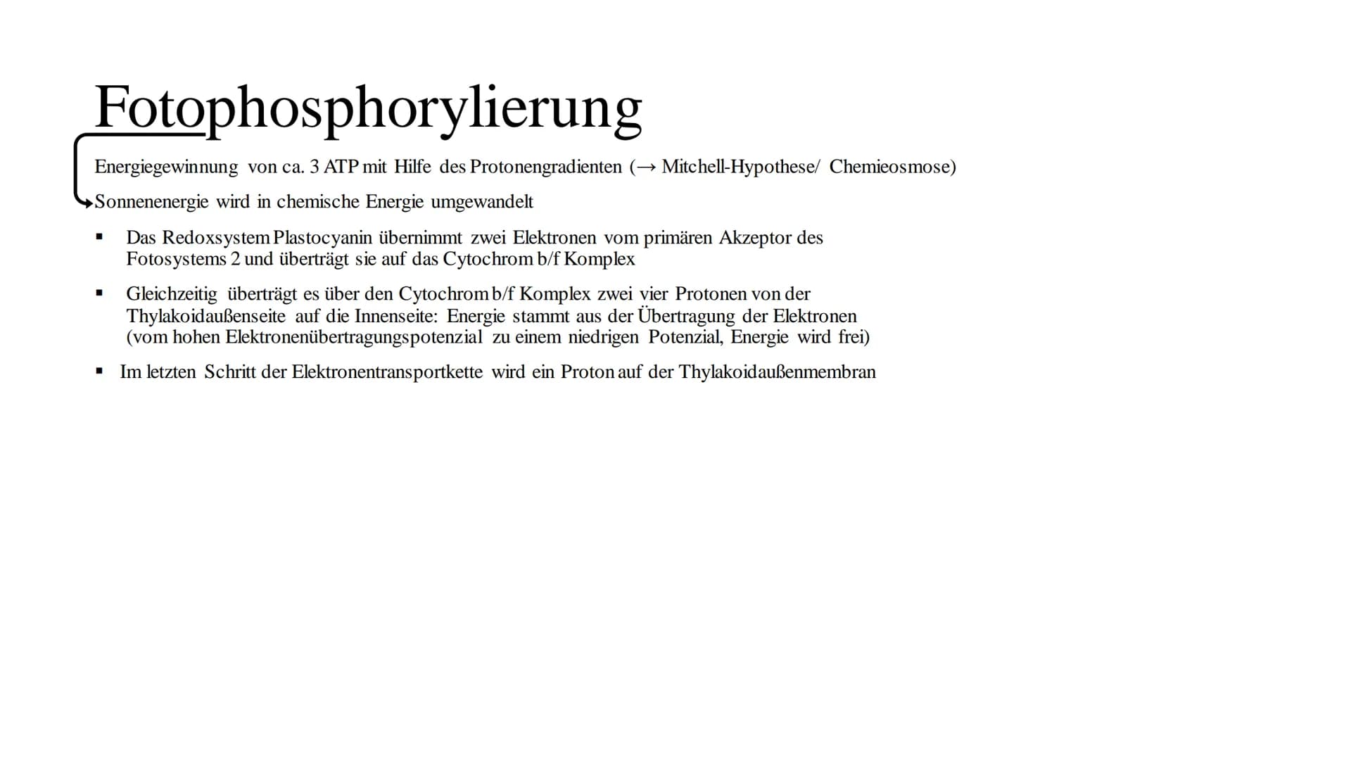 Fotosythese Fotosynthese
Die Fotosynthese ist ein Assimilationsprozess (= aufbauender Prozess)
Die Fotosynthese ist formell die Umkehrung de