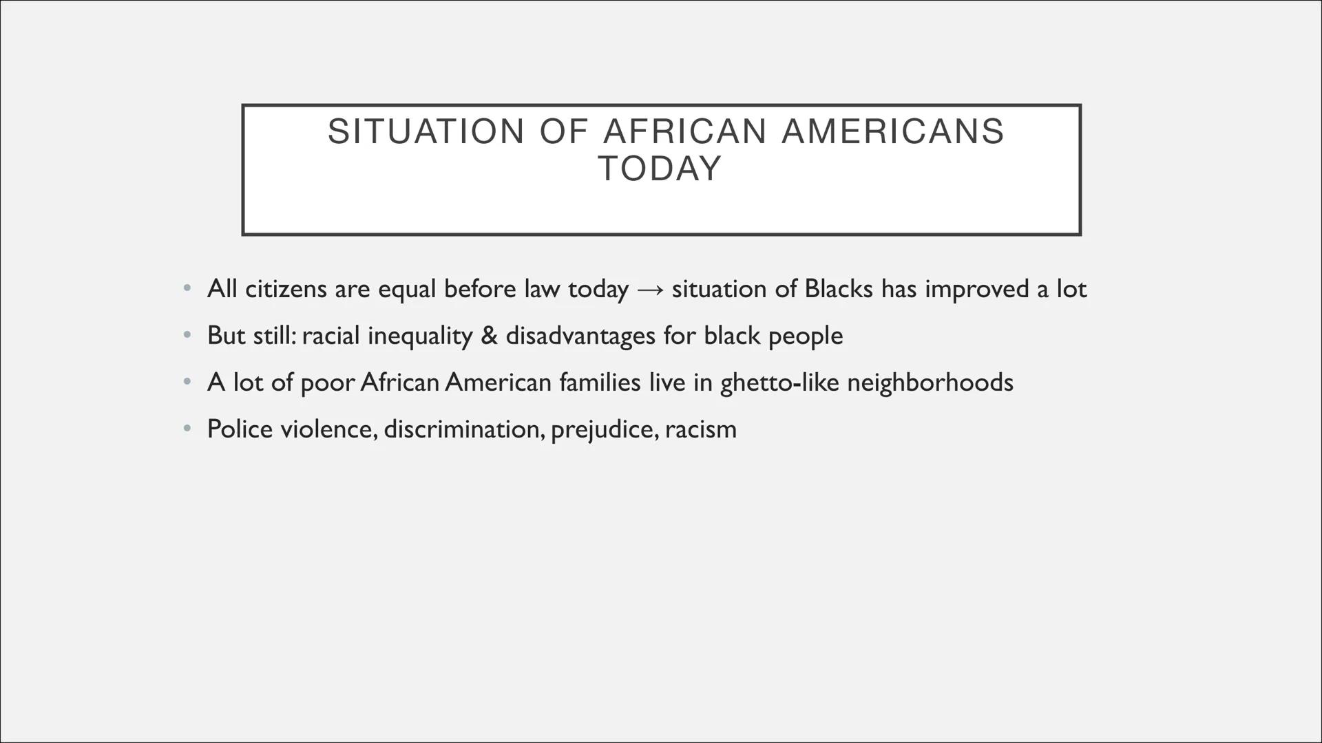 THE CIVIL RIGHTS MOVEMENT ●
●
2. Historical background (Jim Crow Laws)
3. Events from the movement
• 3.1 Rosa Parks and the Montgomery Bus B