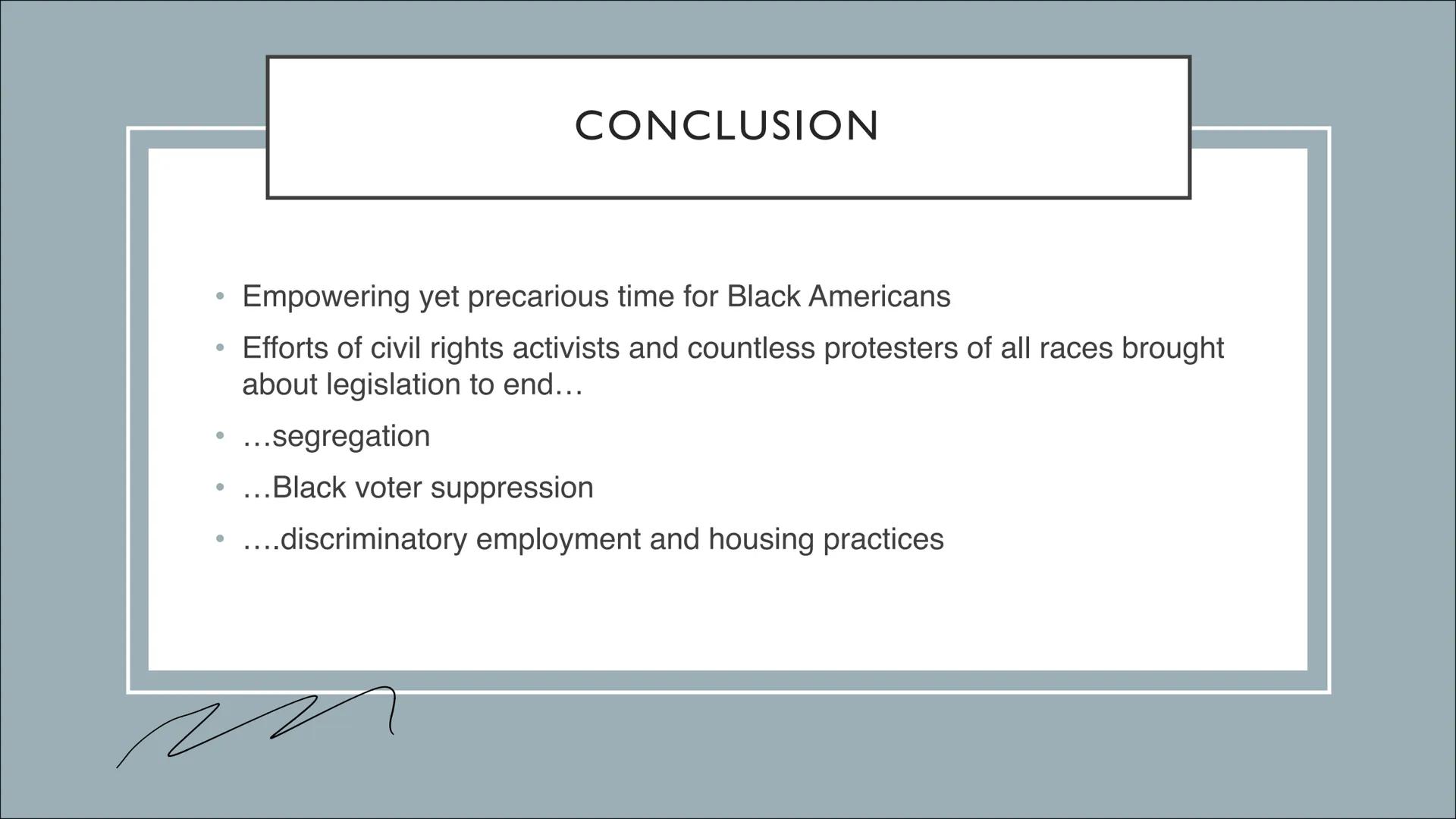 THE CIVIL RIGHTS MOVEMENT ●
●
2. Historical background (Jim Crow Laws)
3. Events from the movement
• 3.1 Rosa Parks and the Montgomery Bus B