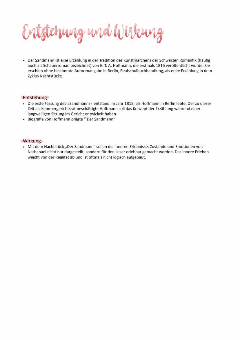 E.T.A. Hoffmann - Lebenslauf
▶
▸ karikierte hochstellende Gesellschaftsmitglieder und wurde dafür gerichtlich belangt
Interesse an Naturwiss