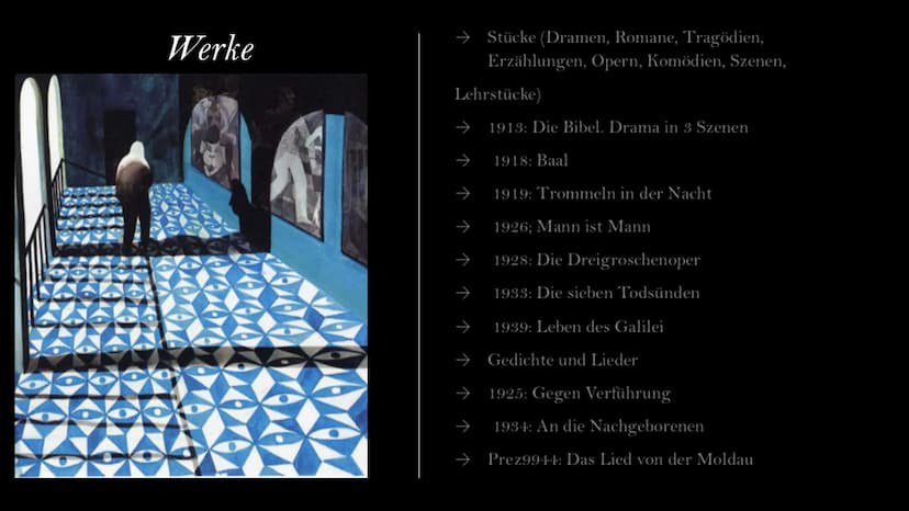 Bertolt Brecht
Von Laila, Selin, Sara Gliederung
→ Biografie
→ Werke
→ Themen
⇒ Allgemeine Informationen
→ Politische Einstellung
←
Lebensst