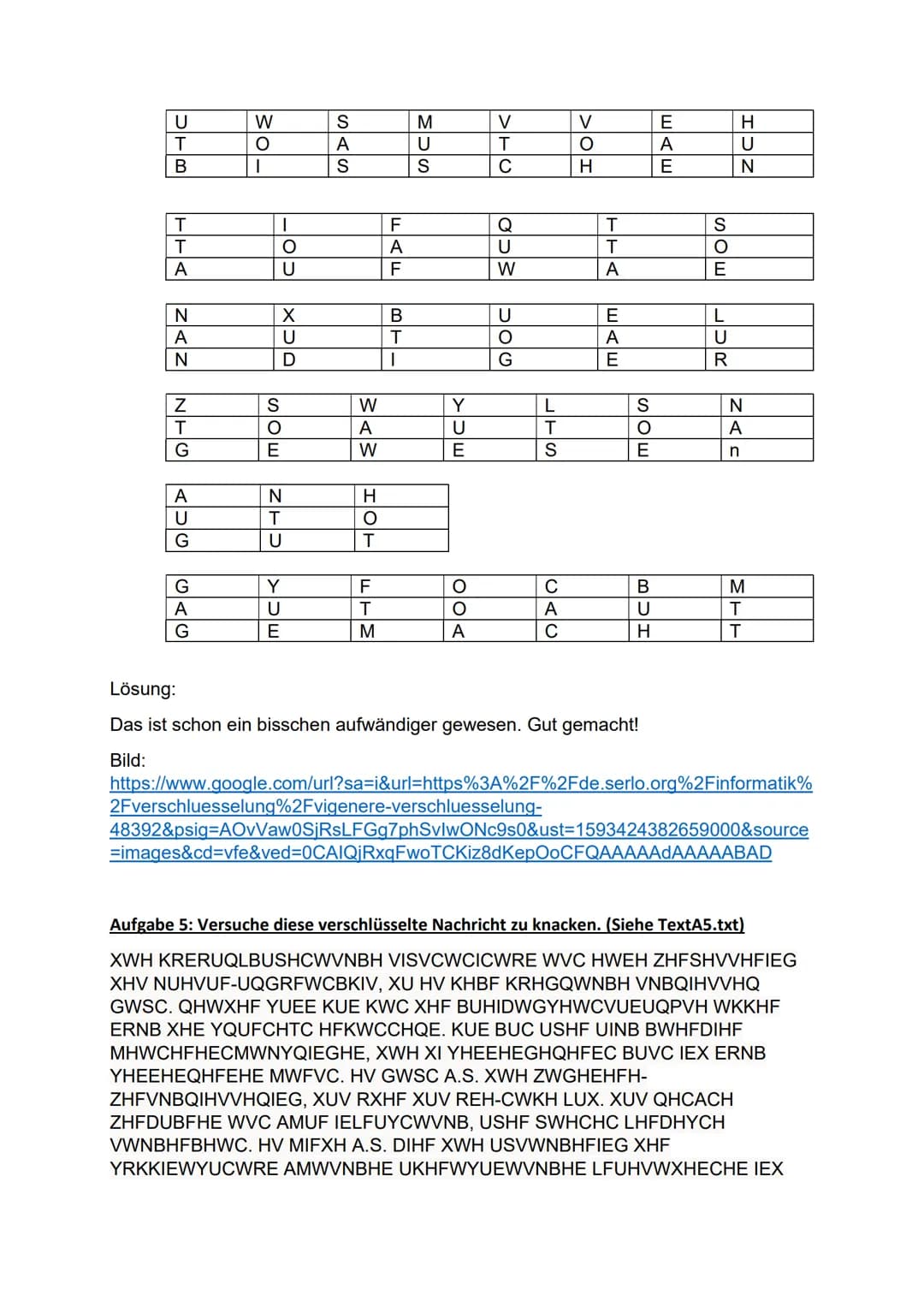 Kryptologie
Informatik
Benotete schriftliche Hausaufgabe
Laurin Wagner
Aufgabe 1: Erkläre, was man in der Informatik unter den Begriffen Kry