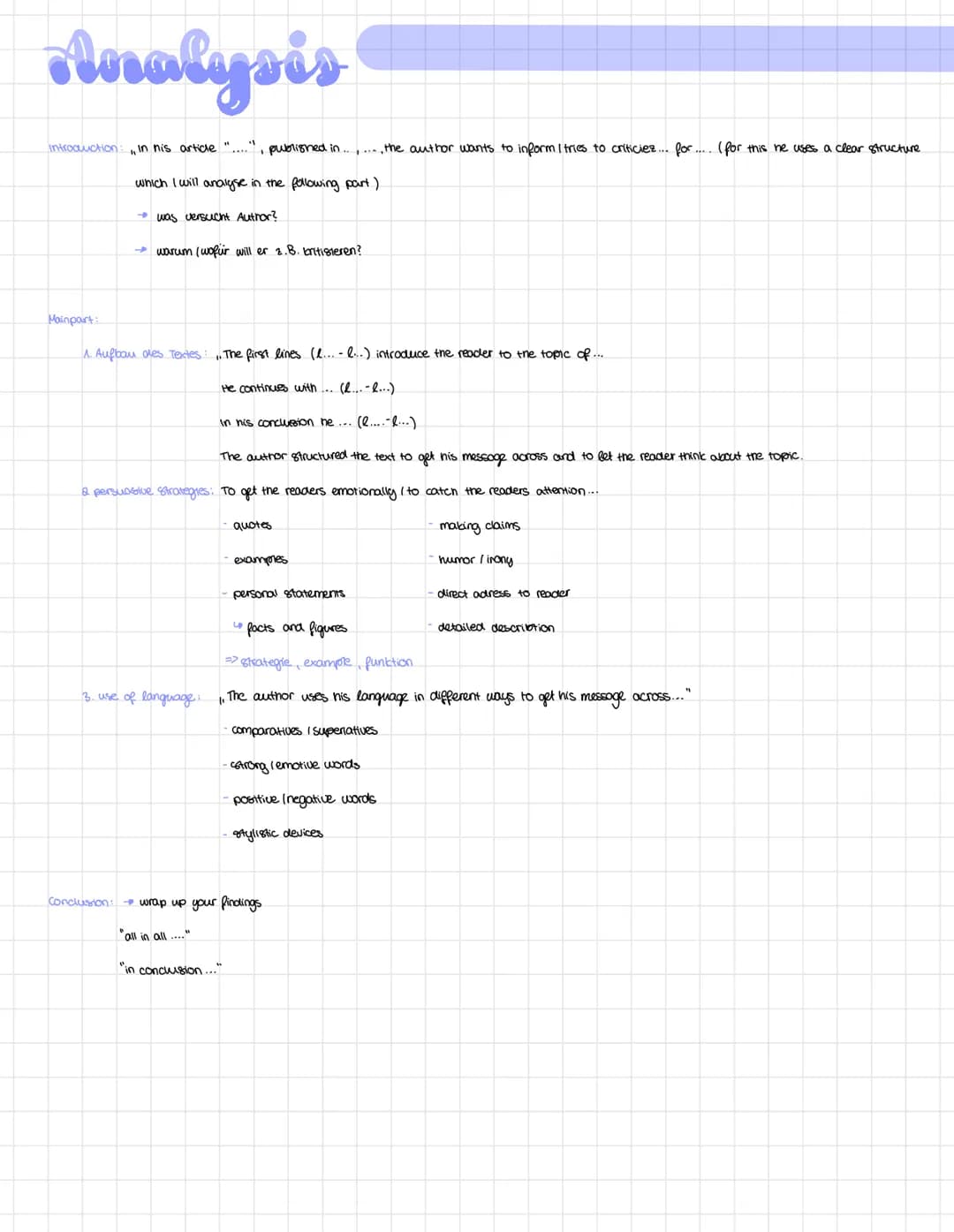 sinalysis
Introduction 1, In his article
Mainpart:
which I will analyse in the following part).
→ was versucht Author?
"
, published in.....