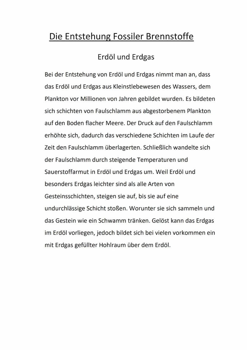 Inhaltsverzeichnis
1. Vorwort
2. Organische Stoffe
3. Entstehung Fossiler Brennstoffe (Kohle)
4. Entstehung Fossiler Brennstoffe (Erdöl und 