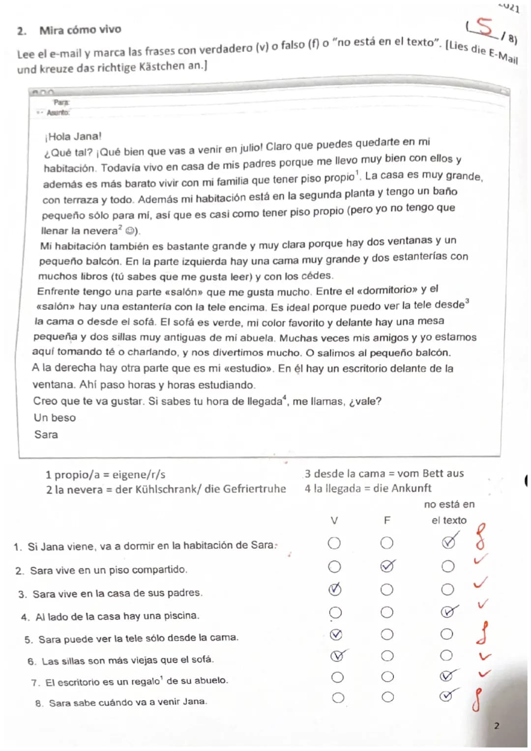 13,5/6)
1. La habitación libre
¡Escucha y marca la(s) respuesta(s) correcta(s)! [Höre zu und kreuze die richtige(n) Antwort(en)
an.]
1. ¿De 
