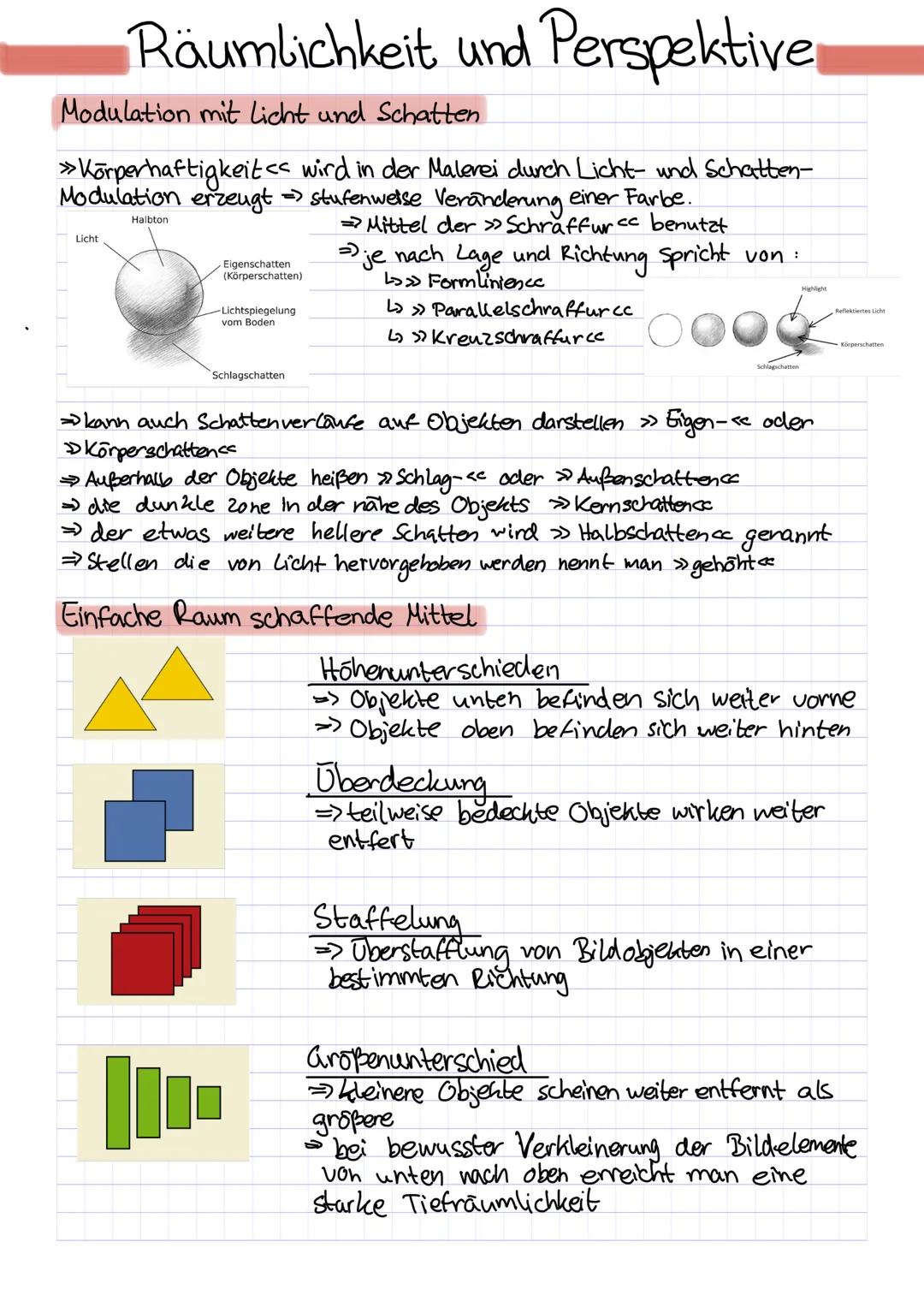 Räumlichkeit und Perspektive
Modulation mit Licht und Schatten
>> Körperhaftigkeitss
Modulation erzeugt => stufenweise Veranderung einer Far