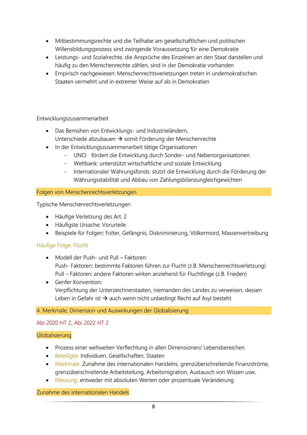 Sowi CK Abitur am 20.04.2023
4. Thema „Globale Strukturen und Prozesse" (Inhaltsfeld 7)
8 Vorgaben
1. Internationale Friedens- und Sicherhei