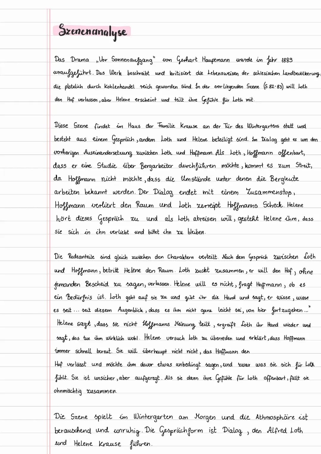 Vor Sonnenaufgang Szenenanalyse