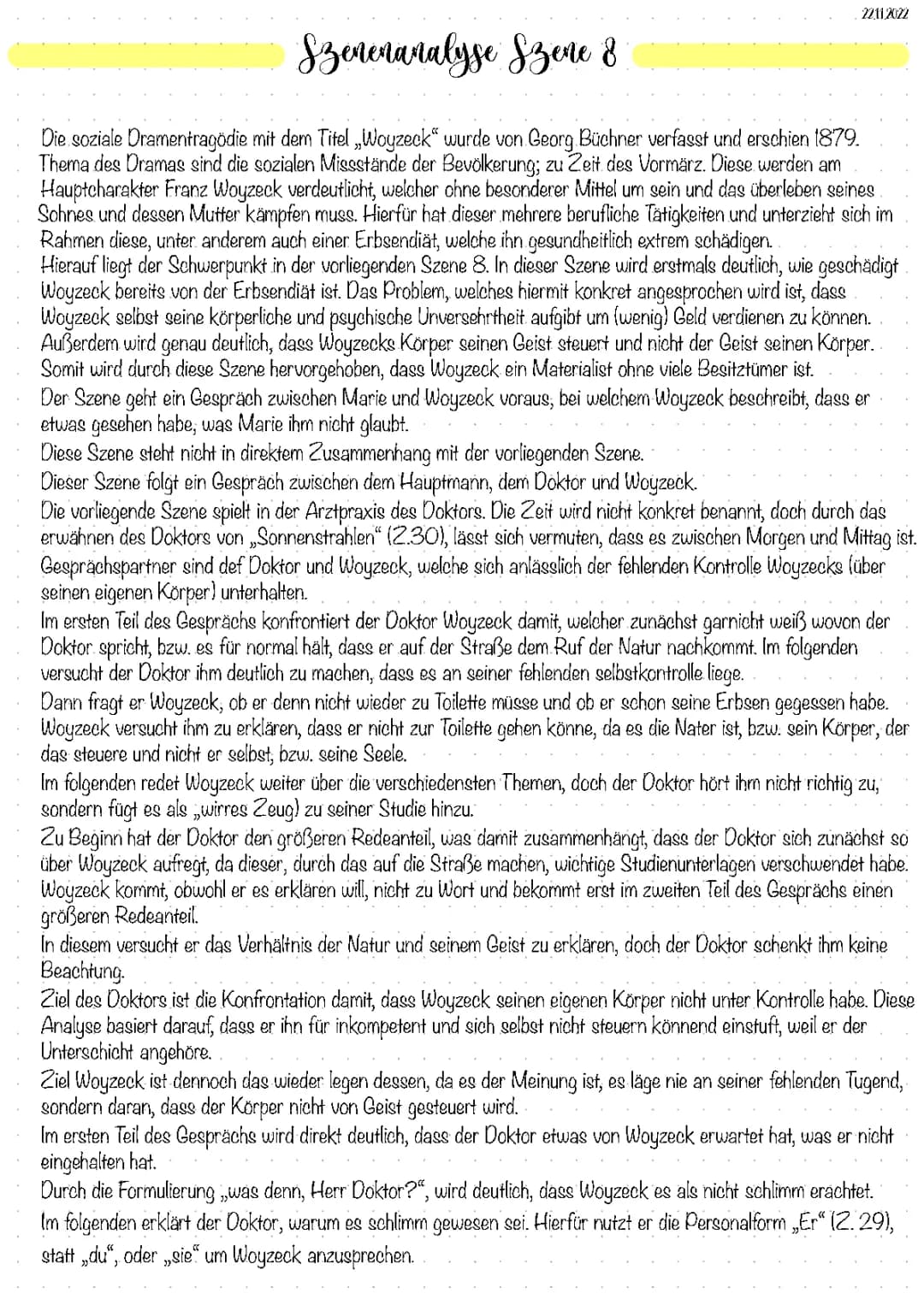 Woyzeck - Analyse Szene 8