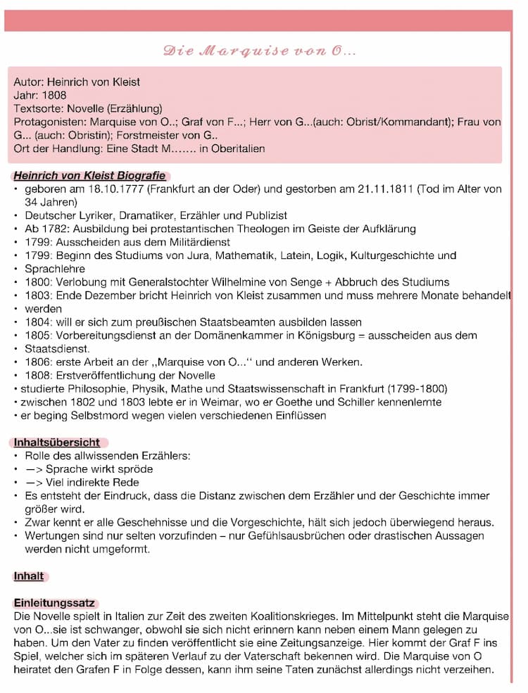 Know Die Marquise von O… ÜBERSICHT FÜRS ABITUR thumbnail
