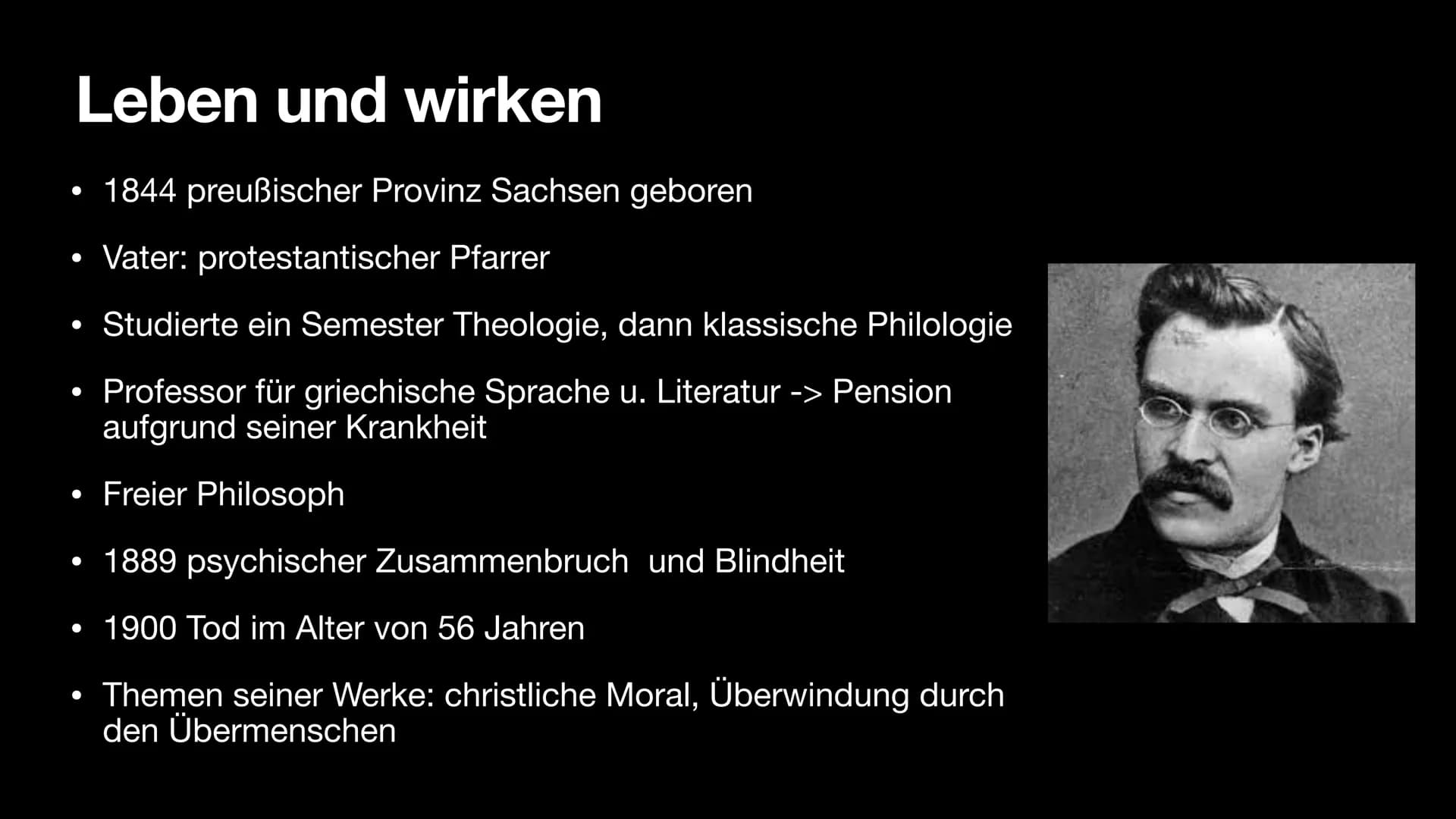 Friedrich
Nietzsche Gliederung
●
●
●
●
●
●
Allgemein
Weltansicht & Ziele
Menschenbild
Religionskritik
Nihilismus
Also Sprach Zarathustra
Kri