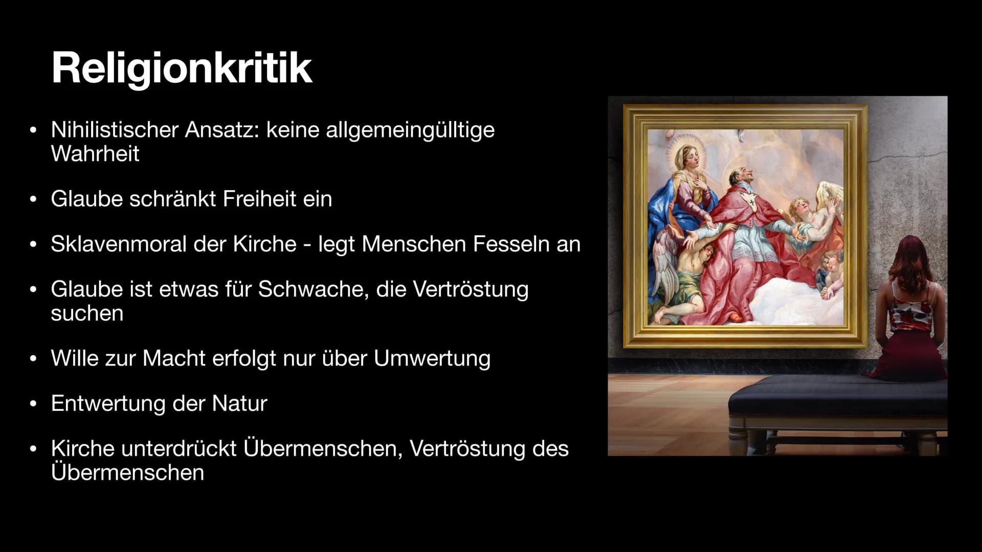 Friedrich
Nietzsche Gliederung
●
●
●
●
●
●
Allgemein
Weltansicht & Ziele
Menschenbild
Religionskritik
Nihilismus
Also Sprach Zarathustra
Kri