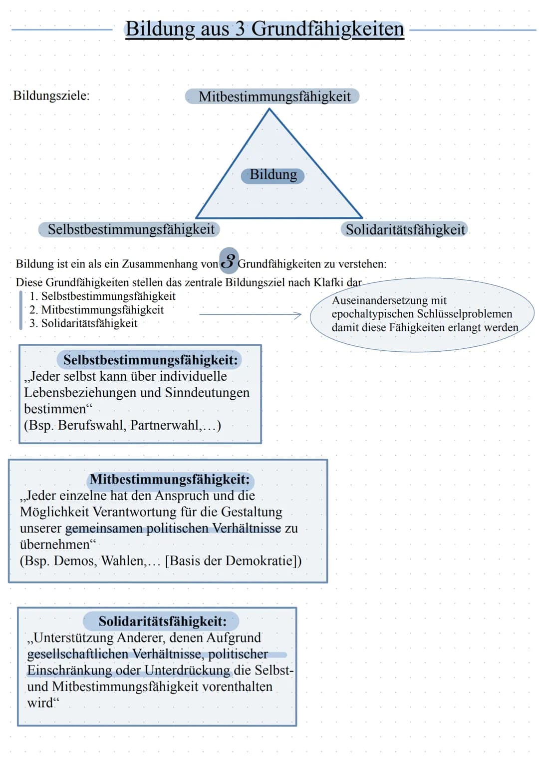 
<h2 id="allgemein">Allgemein</h2>
<p>Klafki vertritt einen normativen Ansatz, der gleichermaßen auf die individuelle Emanzipation wie auf d